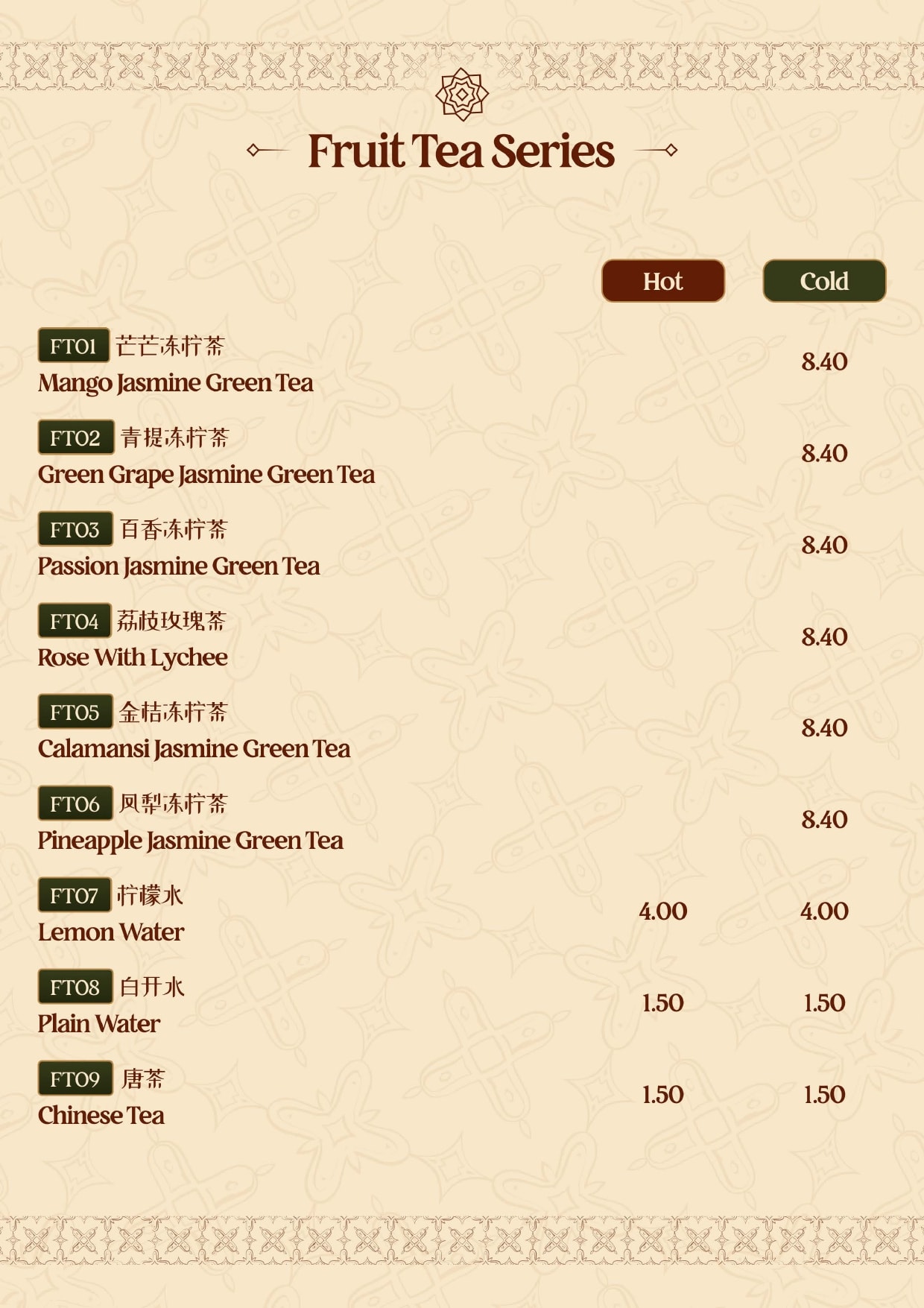 UNCLESAM KOPI Fruit Tea Series Menu - Page 41 - Authentic Malaysian Kopitiam Menu featuring fruit tea series dishes. Complete menu with prices and descriptions. Located at 10, Jalan Galloway, Bukit Bintang, 50150 Kuala Lumpur, Malaysia.